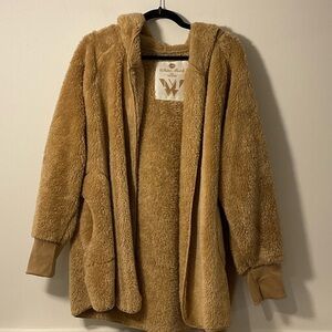 White Mark Camel Fleece Hooded Jacket